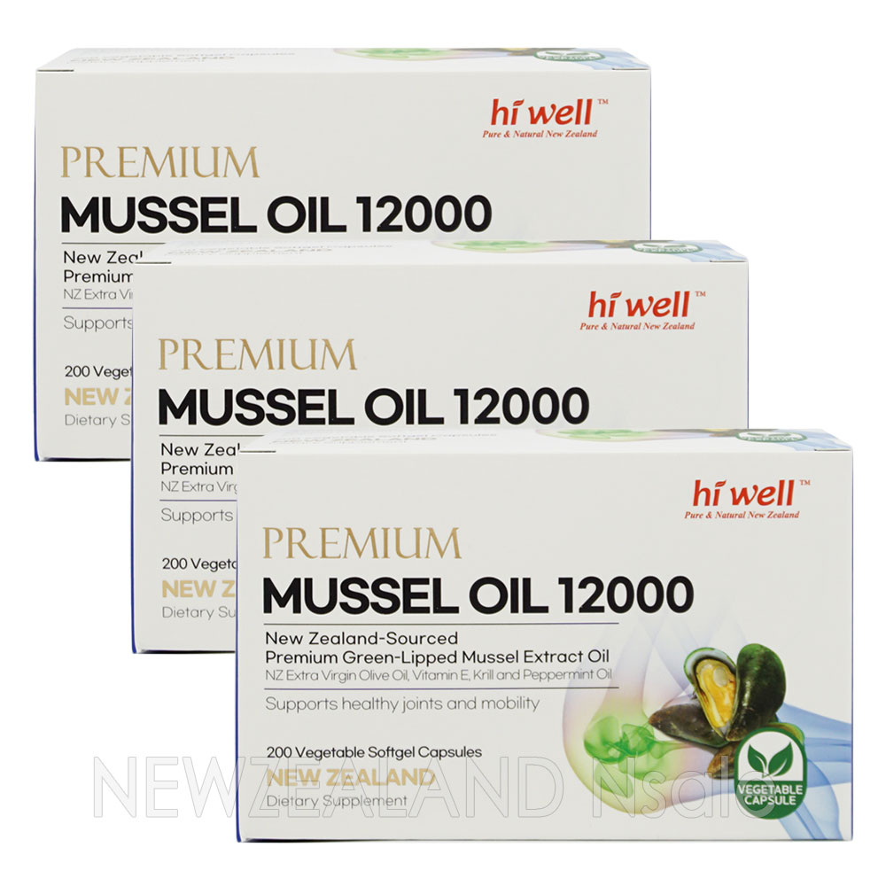 [20% 할인행사] 하이웰 초록입홍합 오일 12000mg 200캡슐 3박스
