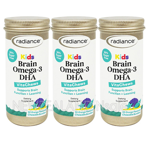(오더베이스)레디언스 키즈 브레인 오메가3 DHA 50캡슐 - 오렌지맛 3통