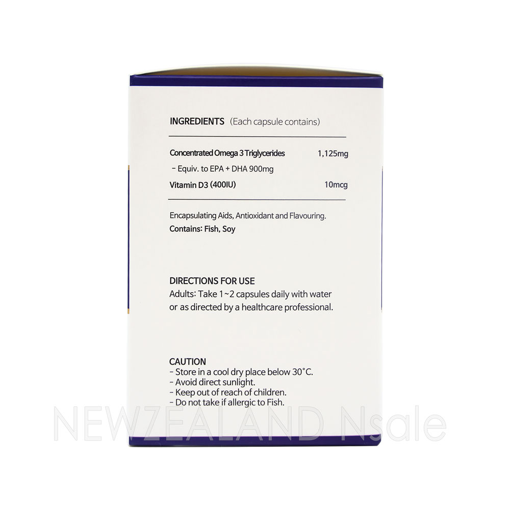 (엔세일 단독브랜드)비앤퓨어 프리미엄 rTG 오메가3 원어데이 900mg +비타민D 60캡슐 5통